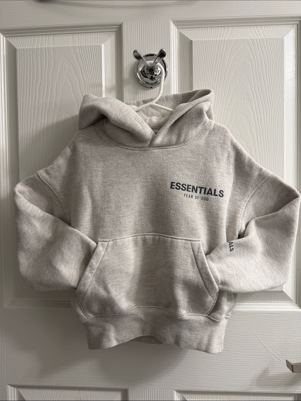 Fear of God Kids Hoodie in Light Gray with Chest Logo